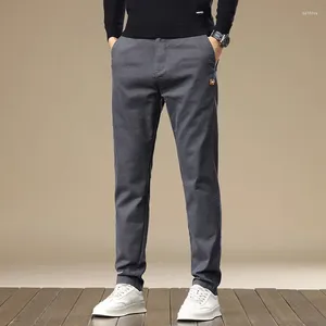 Pantaloni da uomo Pantaloni da uomo moda coreana Slim dritto elastico marca Warm Cargo 2024 autunno classico abbigliamento maschile