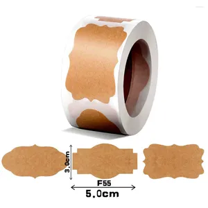 Present Wrap Vintage Blank Natural Kraft Sealing Sticker Roll Adhesive Label Package Tag Baking Scrapbook Party Kitchen Jar