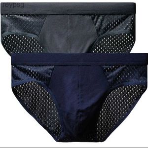 Mutande da uomo estate ghiaccio seta biancheria intima slip traspirante bambù fibra di carbonio antibatterico pantaloni cavi freddo YQ240214