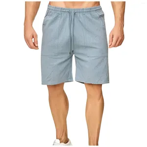 Männer Shorts Männer Baumwolle Casual Hosen Schnürung Taille Taschen Kurze Männliche Gerade Homme Bermuda Masculina