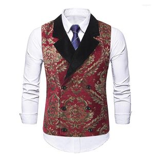 Gilet da uomo Abito da uomo con stampa con scollo a V Gilet formale Abito da lavoro senza maniche slim fit Gilet di tweed Autunno Inverno