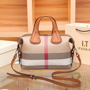 Large Capacity Pillow New Boston Handbag Crossbody Women s Plaid High end Bag factory direct sales