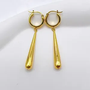 Dangle Küpeler Muzhi Gerçek 18K Altın Kadınlar için Saf Au750 Su Damlaları Tasarım Klasik Şık Mücevher Hediyesi
