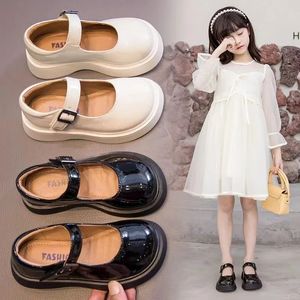 Congme Fashion Girls Leather Shoes Students Kids School White Black Flat Doll 240131