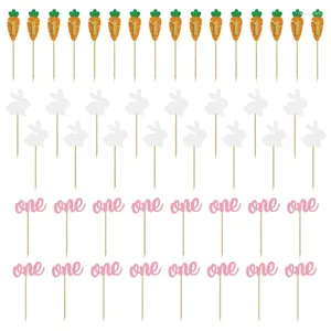 Festliche Lieferungen KX4B 48pcs Cake Toppers Ostern für Kid Boy Girl Birthday Party DIY Dekorationen