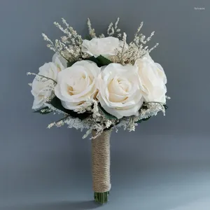 Wedding Flowers Simulated Rose Bundle Bridesmaid Bouquet Home Decoration Kwiaty Sztuczne Bukiety Na Cmentalz Bridal