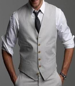 Light Grey Men Suit Groom Vest New Autumn Slim Fit Wedding Groomsmen Waistcoat 2019 Custom Made5553553