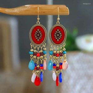 Dangle Brincos Clássico Longo Cristal Borla Senhoras Cabides Moda Jóias Vintage Gotejamento Óleo Bohemia Beads Casamento