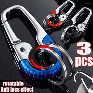 Keychains 3pcs Stainless Steel Creative Key Holder Car Keychain Keyring Men Chain Camping Climbing Connect Buckle Auto Accessories