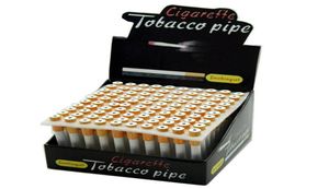100 Pcslot 78mm Cigarette Shape Smoking Pipes Mini Hand Tobacco Pipes Snuff tube Aluminum Ceramic Bat Accessories FY23439028299