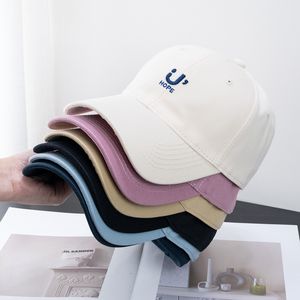 Korean Style Versatile Embroidered Letter U Baseball Cap Men 2024 New Casual Peaked Cap Women Curved Brim Face-Looking Small Sun Hat