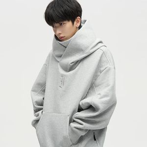 Autumn Ninja Streetwear Turtleneck Hoodies for Men Letter broderade Hip Hop Fashion Sweatshirts Y2K Vintage Fleece Hoody 240127