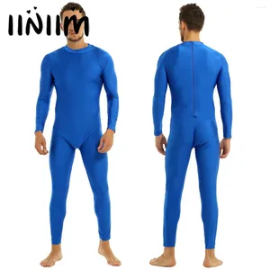 Stage Wear Mens Adults Gymnastics Tight Fitting Overall Jumpsuit One Piece Ballet Jersey Skin-Tight Solid Color Unitard Bodysuit Dancewear