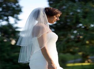 2020 New arrivel Bridal veil soft mesh band hair comb overlocking ribbon edge short wedding veil9267261