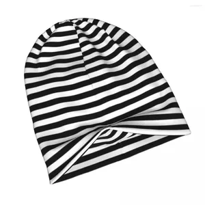 Berets Black And White Stripes Halloween Bonnet Hats Knitted Hat Hip Hop Ski Gothic Skullies Beanies Men's Women's Warm Cap