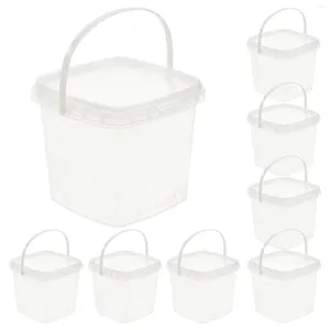 Flatware Sets 10 Pcs Milk Tea Bucket Plastic Popcorn Containers Clear Ice Cream Cold Drink Barrel Juice Pp Fruits