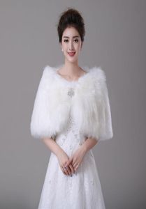 2016 Faux Fur Bridal Wraps Jackets Bolero Stole Evening Winter Wedding Prom Coats Capes Champagne Red White Ivory Cheap accessorie6376507