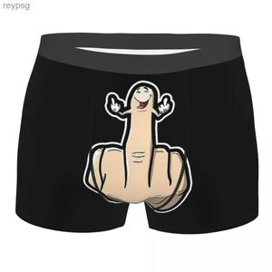 Underpants Hand Gesture Design Middle Finger Shows Fingers Panties Male Underwear Comfortable Shorts Boxer Briefs YQ240214