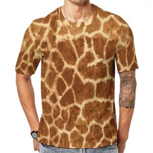 Herren-T-Shirts, Giraffenhaut-Aufdruck, Tierkunst, trendiges, kurzärmliges Grafik-T-Shirt, originelle, lässige, übergroße T-Shirts