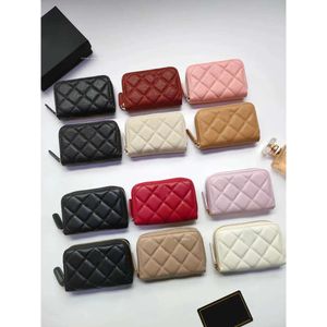 C Fashion Designer Women Card Holders Fold Flap Classic Pattern Caviar Lambskin Wholesale Black Woman Small Mini Wallet Purse Color Pebble