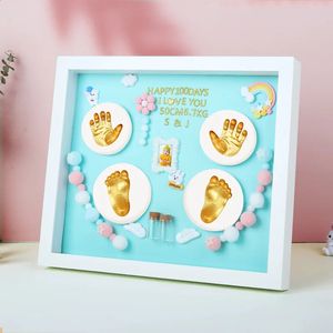 Diy po quadro nascido bebê pegada handprint almofada de tinta kit impressão descartável óleo pet gato e cão pata impressão digital criança 240125