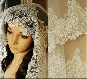POS Real POS 2020 Whiteivory Wedding Veil 3M مع مشط الدانتيل حبات Mantilla Bridal Wedding Wedding Veu de Noiva6735017