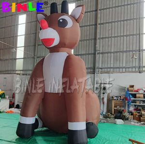 wholesale 5m 16.5ftH with blower Giant Animated Lovely Inflatable Christmas Rudolph giant brown Reindeer ornament for farm house yard decoration