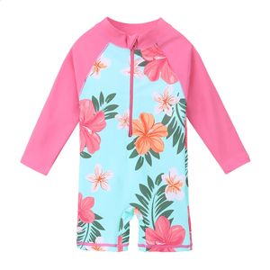 BAOHULU UPF50 Print Baby Mädchen Badeanzug Langarm Kinder Bademode Kleinkind Kleinkind Badeanzug für Mädchen Jungen Kinder 240131