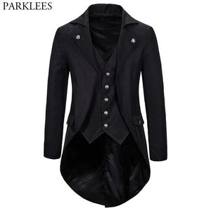 Gótico vitoriano tailcoat jaqueta homens steampunk medieval cosplay traje masculino pirata renascentista formal smoking casacos 2xl 240125