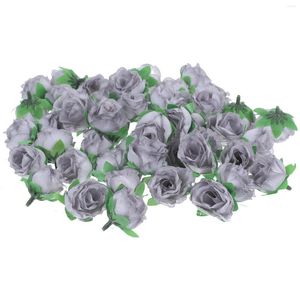 Декоративные цветы 50 шт. Искусственные розы из ткани Розы Свадебные украшения (серые)