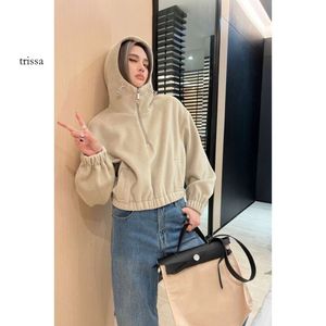 designer t shirt Autumn/winter New Woolen Hooded with and Elegant Girl Style Fashion Versatile High Neck Short Sweater for Leisure Use