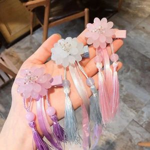 Saç Aksesuarları Hanfu Kelebek Çiçek Kürk Top Şerit Tassel Klip Kırpanlar Çocuk Kız Pimleri Kadın Cosplay Pin