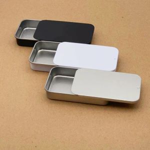 500st Plain Slide Top Tin Box Rectangle Candy USB Box Case Container Tinplate Metal 3 Färger Hemlagringsorganisation Organisation