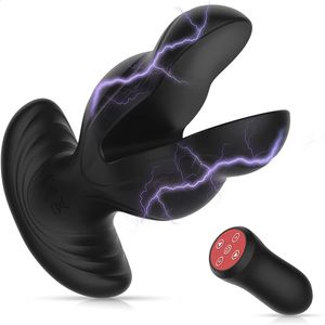 Expansion Anal Plug Vibrator for Men Electric Shock Wireless Remote Control Butt Prostate Massager Sex Toys Adult Gay 240202