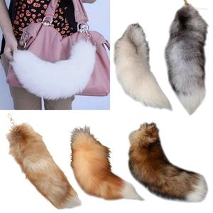 Keychains Plush-Fox Tail Neychain Furry Animal Keyring 40 cm Key Pord Pompoms Holder Bag-Decor