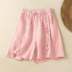 Women's Shorts Korean Clothes Cute Beautiful Summer Casual High Waist Lace Drawstring Designed Solid Yoga Sports Women Trousers