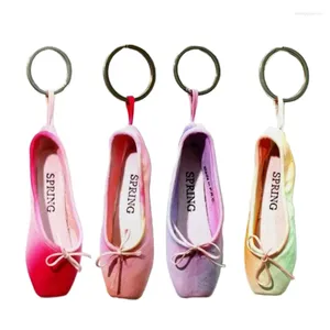 Keychains E0BF Pointe Shoes Keyrings Mini Ballet Shoe Purse Keychain Handgjorda Charm Bag Penddant Gift for Dance Lovers