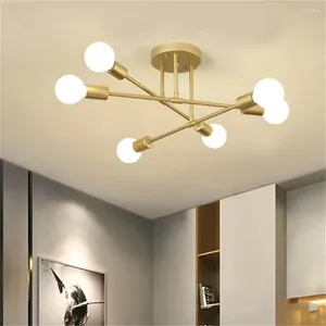 Lampadari Lampadario moderno nordico Lampada da soffitto semi-incorporata Oro antico Nero Bianco Luci di colore Decorazione della casa