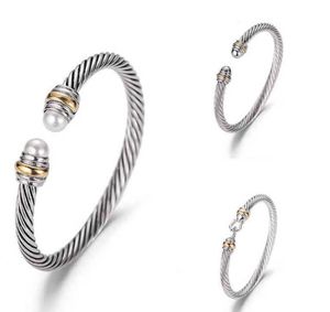 Dy Bracelet Luxury Designer Twisted Pearl Head Women Fashion Versatile Twist Bracelets Jewelry Platinum Plated Wedding Gifts