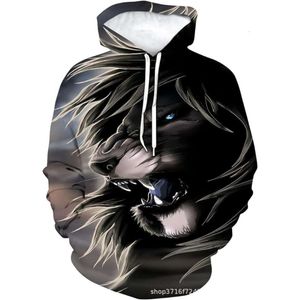 2023 New Animal Print Hoodie Sweater 3D Men's Leisure Sports Trend Hooded Pullover