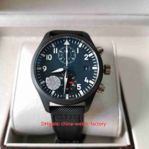 ZF Factory Super Quality Mens Watch 44 mm Pilot's Top Gun IW389001 Chronograph Sapphire Ceramiczne zegarki Cal..89361 Ruch mechaniczny automatyczne na rękę mężczyzn