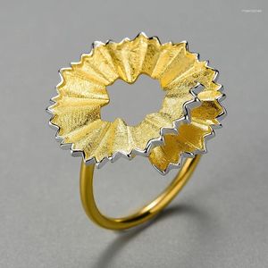 Klusterringar lotus rolig riktig 925 sterling silver rund blyerts shamrock tekanna design för kvinnor 18k guld smycken grossist kvinnlig gåva