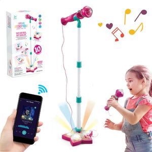 Bluetooth Karaoke Microphone for Kids Mic With Stand Music Instrument Toys Education Toy Birthday Present Girl Boy 240124