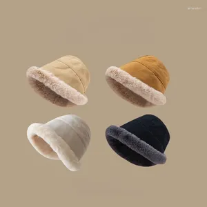 Береты, модная женская шляпа-ведро, зимние замшевые теплые утолщенные шапки-рыболовы, шерстяные плюшевые женские кепки, флисовые панамские кепки для дам, подарки