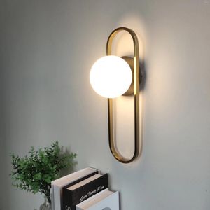 Lampade da parete Sfera di vetro Lampada a LED Oro Decorazioni per la casa Lampada da camera da letto Sala da pranzo Soggiorno Sconce Specchio da bagno