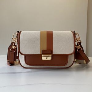 Bradshaw designer torba vintage na płótnie skórzana koperta crossbody crossbody torebki dojeżdżające do pracy moda klapka worki na ramię kobietę beżową krowiową brązową dopasowanie kolorów.