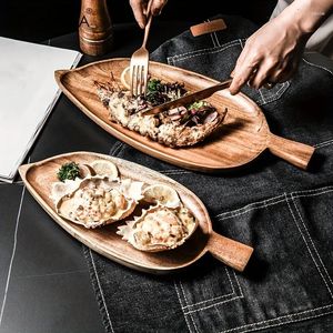 Talerze Kemorela 1PCS serwowanie drewnianej tacy restauracja zachodnia talerz japońskie kreatywne śniadanie sushi deser owoce