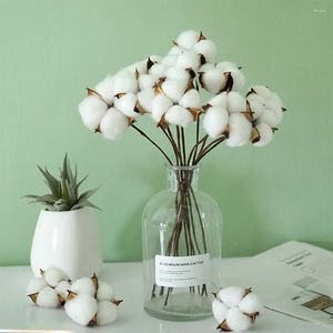 Decorative Flowers Naturally Dried Cotton White Artificial Flower Branch Home Ornament Wedding Bride Hold Bouquet Christmas Party Supplies