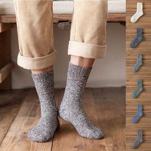Men's Socks 5 Pairs Mixed Colors Men Winter Solid Thickened Thermal Medium Tube Cotton Comfort Sweat Absorbing Sports Stockings