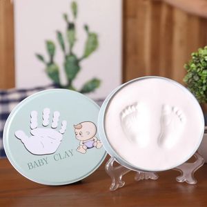 born Baby Hand Foot Print Hands Feet Baby Po Frame DIY Handprint With Cover Fingerprint Mud Set Baby Growth Memorial Gift 240122